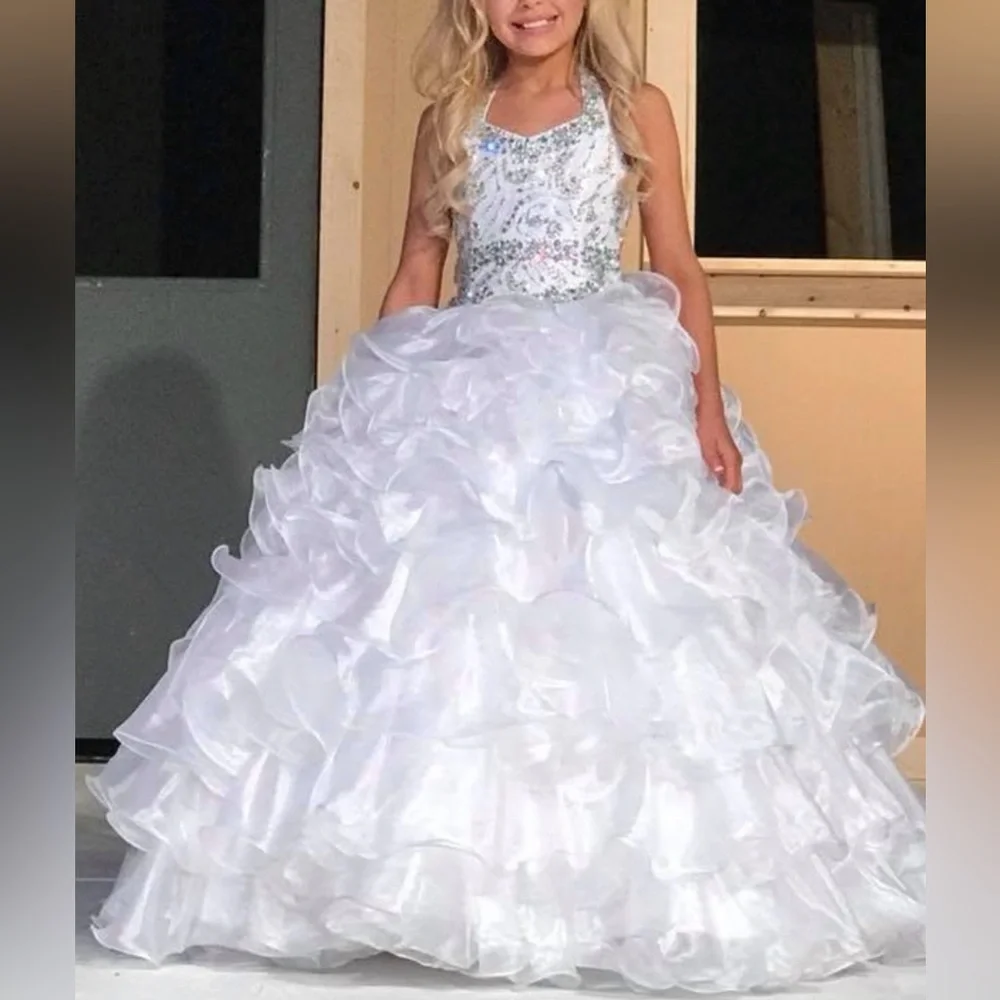Little Rosie beautiful white pageant gown - Picture 1 of 10